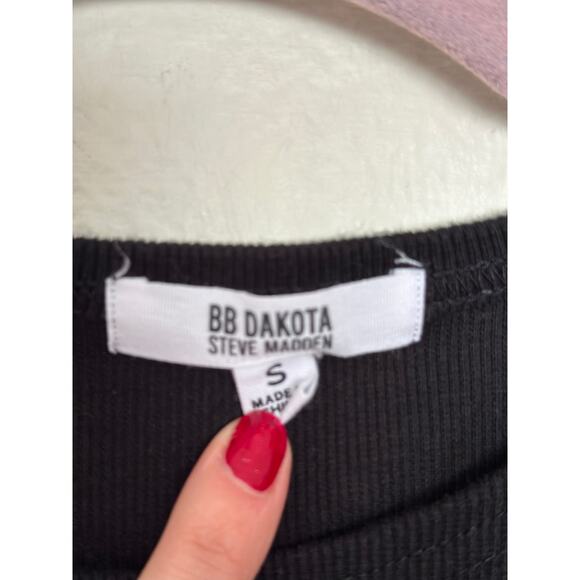 BB Dakota Small Sips Tee Body-con Mini Dress Cap Sleeve Black Ribbed - Picture 5 of 8